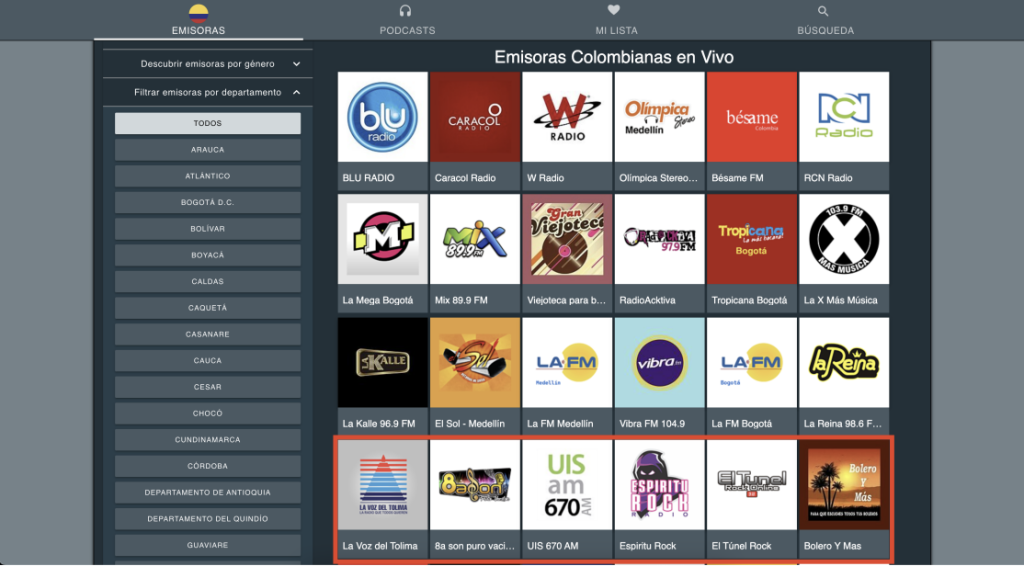 Web interface of the MyTuner recommender system