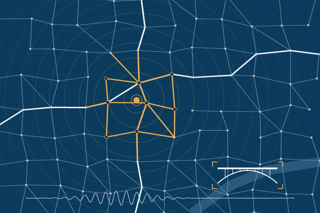 SAFENET: road network and bridge affected by an earthquake